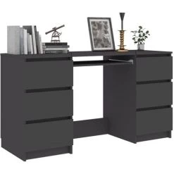 TRUE DEAL Bureau Gris 140x50x77 Cm Aggloméré 9 TRUE DEAL Bureau Gris 140x50x77 Cm Aggloméré -France Bureau Soldes 2022 30019614 3