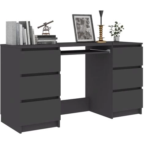 TRUE DEAL Bureau Gris 140x50x77 Cm Aggloméré 5 TRUE DEAL Bureau Gris 140x50x77 Cm Aggloméré – Image 3