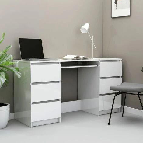 TRUE DEAL Bureau Blanc Brillant 140x50x77 Cm Aggloméré 3 TRUE DEAL Bureau Blanc Brillant 140x50x77 Cm Aggloméré