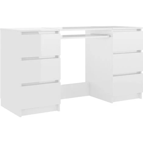 TRUE DEAL Bureau Blanc Brillant 140x50x77 Cm Aggloméré 4 TRUE DEAL Bureau Blanc Brillant 140x50x77 Cm Aggloméré – Image 2