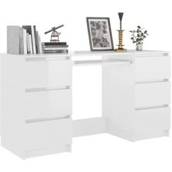 TRUE DEAL Bureau Blanc Brillant 140x50x77 Cm Aggloméré 9 TRUE DEAL Bureau Blanc Brillant 140x50x77 Cm Aggloméré -France Bureau Soldes 2022 30019624 3
