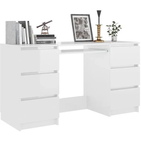 TRUE DEAL Bureau Blanc Brillant 140x50x77 Cm Aggloméré 5 TRUE DEAL Bureau Blanc Brillant 140x50x77 Cm Aggloméré – Image 3