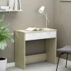 TRUE DEAL Bureau D'ordinateur Blanc Et Chêne Sonoma 80x40x75 Cm Aggloméré