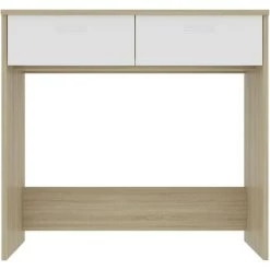 TRUE DEAL Bureau D'ordinateur Blanc Et Chêne Sonoma 80x40x75 Cm Aggloméré -France Bureau Soldes 2022 30020414 4