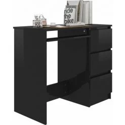 TRUE DEAL Bureau Noir Brillant 90x45x76 Cm Aggloméré -France Bureau Soldes 2022 30020483 3