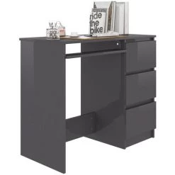 TRUE DEAL Bureau Gris Brillant 90x45x76 Cm Aggloméré -France Bureau Soldes 2022 30020486 3