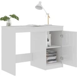 TRUE DEAL Bureau Blanc Brillant 100x50x76 Cm Aggloméré -France Bureau Soldes 2022 30020691 5