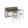 PEZZANI Bureau/Table Extensible Mural Gris Taupe Avec 3 Chaises Intégrées Blanche - Gris -France Bureau Soldes 2022 30134705 1