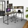 HOMYLIN Bureau D'ordinateur D'angle En Forme De L Avec 2 Niveaux De Rangement Pour La Maison Ou Le Bureau En Noyer 2 HOMYLIN Bureau D'ordinateur D'angle En Forme De L Avec 2 Niveaux De Rangement Pour La Maison Ou Le Bureau En Noyer -France Bureau Soldes 2022 30332964 1