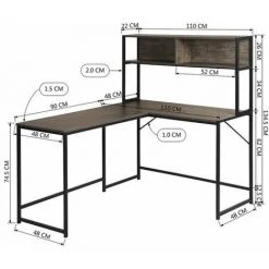 HOMYLIN Bureau D'ordinateur D'angle En Forme De L Avec 2 Niveaux De Rangement Pour La Maison Ou Le Bureau En Noyer -France Bureau Soldes 2022 30332964 4
