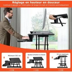 COSTWAY Poste De Travail Assis-Debout, Bureau D’Ordinateur Portable Reglable En Hauteur, Idéal Pour Bureau Ou à Domicile 9 COSTWAY Poste De Travail Assis-Debout, Bureau D’Ordinateur Portable Reglable En Hauteur, Idéal Pour Bureau Ou à Domicile -France Bureau Soldes 2022 30534444 3