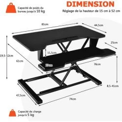 COSTWAY Poste De Travail Assis-Debout, Bureau D’Ordinateur Portable Reglable En Hauteur, Idéal Pour Bureau Ou à Domicile 11 COSTWAY Poste De Travail Assis-Debout, Bureau D’Ordinateur Portable Reglable En Hauteur, Idéal Pour Bureau Ou à Domicile -France Bureau Soldes 2022 30534444 5
