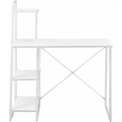 HELLOSHOP26 Bureau Avec étagères De Rangement Poste De Travail Table De Bureau Panneau De Fibre De Bois Mélaminé Et Métal 117 X 102 X 50 Cm Blanc - Blanc