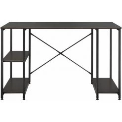 HELLOSHOP26 Bureau Avec étagères Table Poste De Travail Panneau De Particules Mélaminé Et Acier 75 X 120 X 60 Cm Noyer Et Noir - Marron