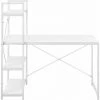 HELLOSHOP26 Bureau Avec étagères Poste De Travail Table De Bureau Panneau De Fibre De Bois Mélaminé Et Métal 122 X 120 X 64 Cm Blanc - Blanc -France Bureau Soldes 2022 30789259 1