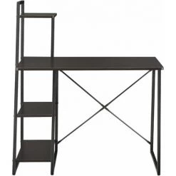 HELLOSHOP26 Bureau Avec étagères De Rangement Poste De Travail Table De Bureau Panneau De Fibre De Bois Mélaminé Et Métal 117 X 102 X 50 Cm Effet Noyer Et Noir - Marron