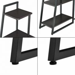 HELLOSHOP26 Bureau Avec étagères De Rangement Poste De Travail Table De Bureau Panneau De Fibre De Bois Mélaminé Et Métal 117 X 102 X 50 Cm Effet Noyer Et Noir - Marron -France Bureau Soldes 2022 30789280 4