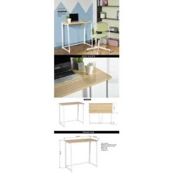 URBAN MEUBLE Bureau Pliable Industrial Bois Pied Métal Gain D'espace Couleur Blanche -France Bureau Soldes 2022 30812181 4