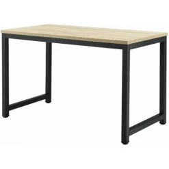 HELLOSHOP26 Bureau Réglable Poste De Travail Table 120 Cm Couleur Chêne Et Noir - Beige