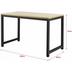 HELLOSHOP26 Bureau Réglable Poste De Travail Table 120 Cm Couleur Chêne Et Noir - Beige -France Bureau Soldes 2022 30956379 3