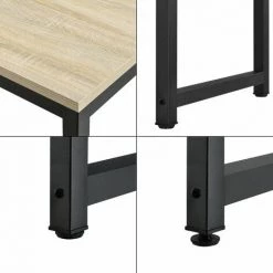 HELLOSHOP26 Bureau Réglable Poste De Travail Table 120 Cm Couleur Chêne Et Noir - Beige -France Bureau Soldes 2022 30956379 4