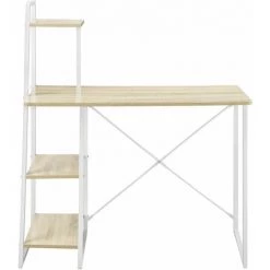 HELLOSHOP26 Bureau Avec étagères De Rangement Poste De Travail Table 117 Cm Chêne Et Blanc - Beige