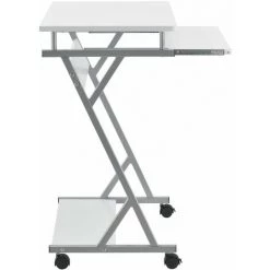 HELLOSHOP26 Bureau Ordinateur Roulant Table Informatique Avec Support Clavier Coulissant Avec 4 Roulettes MDF 60 Cm Blanc - Blanc -France Bureau Soldes 2022 30956445 3