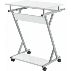 HELLOSHOP26 Bureau Ordinateur Roulant Table Informatique Avec Support Clavier Coulissant Avec 4 Roulettes MDF 60 Cm Blanc - Blanc -France Bureau Soldes 2022 30956445 4