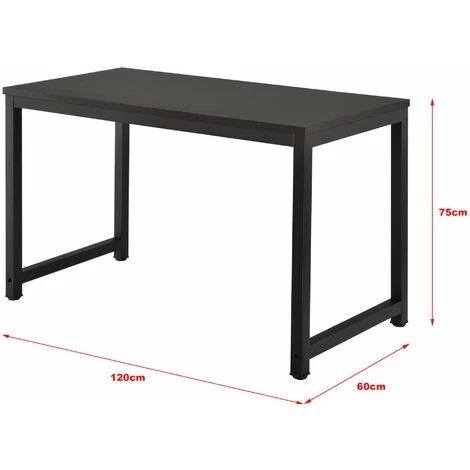 HELLOSHOP26 Bureau Réglable Poste De Travail Table De Bureau Bois Mélaminé Et Acier 120 Cm Couleur Noyer Et Noir - Marron 5 HELLOSHOP26 Bureau Réglable Poste De Travail Table De Bureau Bois Mélaminé Et Acier 120 Cm Couleur Noyer Et Noir - Marron – Image 3