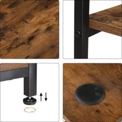 AICOK Table D'ordinateur Bureau D’étude Style Industriel Étagères Salon Avec Cadre En Fer Vintage 120x60x76,5cm -France Bureau Soldes 2022 31020064 5