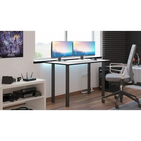MEBEL SYSTEM MÖBEL SYSTEM Bureau De Jeu Avec éclairage LED, Table D'ordinateur, Table De Joueur, Système De Gestion Des Câbles / Chemin De Câbles:blanc 7 MEBEL SYSTEM MÖBEL SYSTEM Bureau De Jeu Avec éclairage LED, Table D'ordinateur, Table De Joueur, Système De Gestion Des Câbles / Chemin De Câbles:blanc – Image 5