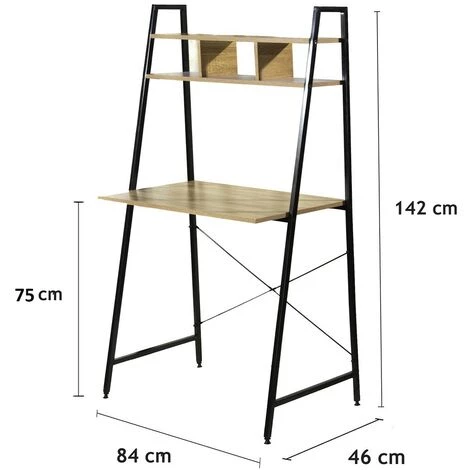 CASAME Bureau L84cm Avec 2 étagères De Rangement - Casâme - Bois 6 CASAME Bureau L84cm Avec 2 étagères De Rangement - Casâme - Bois – Image 4