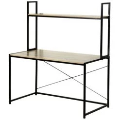 CASAME Bureau L120cm Style Industriel Avec 1 étagère - Casâme - Bois Clair
