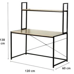CASAME Bureau L120cm Style Industriel Avec 1 étagère - Casâme - Bois Clair -France Bureau Soldes 2022 31450455 5
