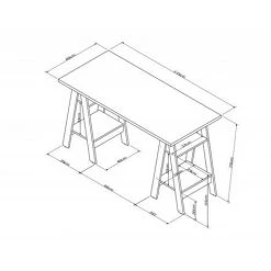 BEAUX MEUBLES PAS CHERS Bureau 2 Tréteaux Châtaignier Et Noir -France Bureau Soldes 2022 31545715 5