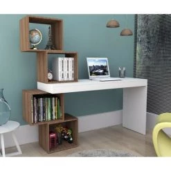 BEAUX MEUBLES PAS CHERS Bureau Et 4 Cubes Blanc Châtaignier -France Bureau Soldes 2022 31545738 3