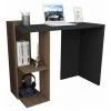 BEAUX MEUBLES PAS CHERS Bureau 1 Caisson 2 Niches Noyer Et Noir -France Bureau Soldes 2022 31545751 1