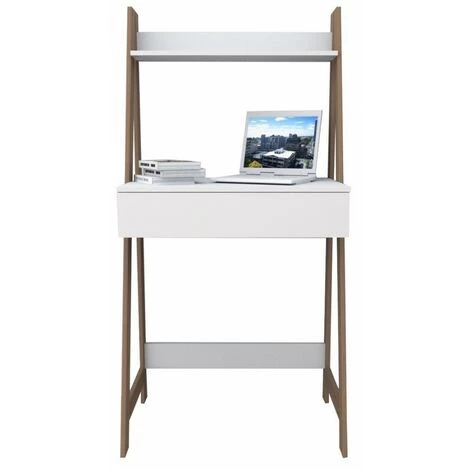 BEAUX MEUBLES PAS CHERS Bureau Secrétaire Blanc Et Châtaignier 3 BEAUX MEUBLES PAS CHERS Bureau Secrétaire Blanc Et Châtaignier