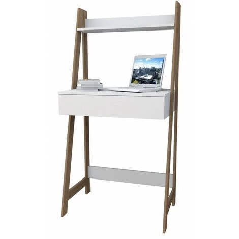 BEAUX MEUBLES PAS CHERS Bureau Secrétaire Blanc Et Châtaignier 5 BEAUX MEUBLES PAS CHERS Bureau Secrétaire Blanc Et Châtaignier – Image 3