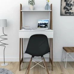 BEAUX MEUBLES PAS CHERS Bureau Secrétaire Blanc Et Châtaignier 11 BEAUX MEUBLES PAS CHERS Bureau Secrétaire Blanc Et Châtaignier -France Bureau Soldes 2022 31545761 5