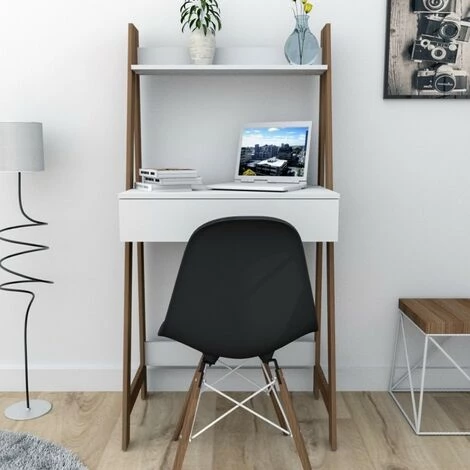 BEAUX MEUBLES PAS CHERS Bureau Secrétaire Blanc Et Châtaignier 7 BEAUX MEUBLES PAS CHERS Bureau Secrétaire Blanc Et Châtaignier – Image 5