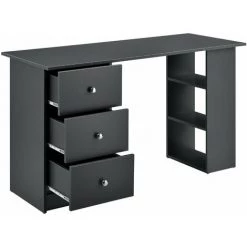 HELLOSHOP26 Table De Bureau Secrétaire Poste De Travail Informatique Avec 3 Tiroirs 120 Cm Gris Foncé - Gris