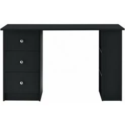 HELLOSHOP26 Bureau Table Poste De Travail Informatique Avec 3 Tiroirs Bois Mélaminé 120 Cm Noir - Bois -France Bureau Soldes 2022 31605436 3