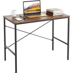 FIXKIT Bureau Table D'ordinateur Table De Travail Table De Bureau Bois Métal Écurie Pour Salon, Bureau, Bureau, Étude, Jeux En Design Industriel Vintage Grand 100x52x76cm