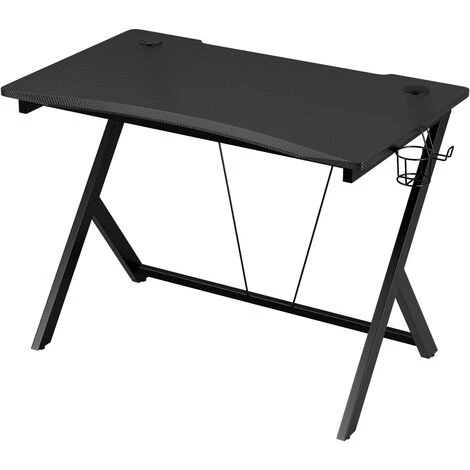 FIXKIT Bureau Gaming Avec Porte Gobelet Bureau D'ordinateur Table PC Pour Chambre Salon Noir 108 X 65 X 75cm 3 FIXKIT Bureau Gaming Avec Porte Gobelet Bureau D'ordinateur Table PC Pour Chambre Salon Noir 108 X 65 X 75cm