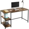 AICOK Bureau PC Table Table D'ordinateur Avec Etagères Table De Bureau Table De Travail Bois Métal Vintage Noir Design Industriel 140x60x76cm (L *W*H) -France Bureau Soldes 2022 31618900 1