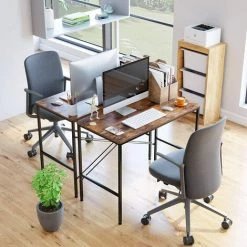 MVPOWER Bureau Table D'ordinateur Table De Travail Table De Bureau Bois Métal Écurie Pour Salon, Bureau, Bureau, Étude, Jeux En Design Industriel Vintage Grand 100x52x76cm -France Bureau Soldes 2022 31618905 5