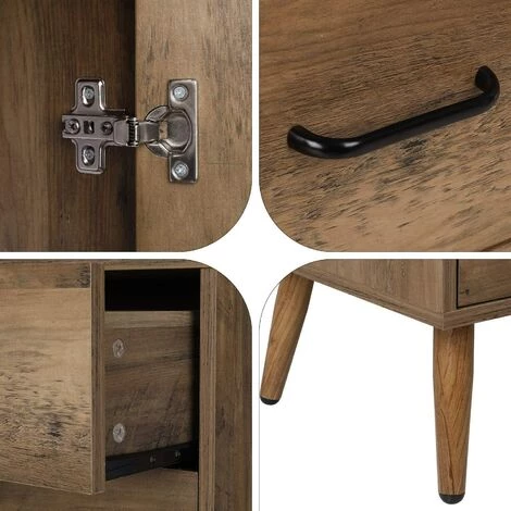 MVPOWER Commode Avec 2 Tiroirs Meuble De Rangement Avec 1 Porte Armoire Rangement Avec 1 Etagère Réglable Brun Pour Salon, Cuisine, Chambre 78 Cm X 38.5 Cm X 80 Cm 4 MVPOWER Commode Avec 2 Tiroirs Meuble De Rangement Avec 1 Porte Armoire Rangement Avec 1 Etagère Réglable Brun Pour Salon, Cuisine, Chambre 78 Cm X 38.5 Cm X 80 Cm – Image 2
