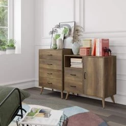 MVPOWER Commode Avec 2 Tiroirs Meuble De Rangement Avec 1 Porte Armoire Rangement Avec 1 Etagère Réglable Brun Pour Salon, Cuisine, Chambre 78 Cm X 38.5 Cm X 80 Cm 10 MVPOWER Commode Avec 2 Tiroirs Meuble De Rangement Avec 1 Porte Armoire Rangement Avec 1 Etagère Réglable Brun Pour Salon, Cuisine, Chambre 78 Cm X 38.5 Cm X 80 Cm -France Bureau Soldes 2022 31618921 4