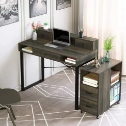 MVPOWER Bureau D'ordinateur, Avec Étagères Et Tiroirs, Table Informatique, Pour étude Et Bureau, Bureau Informatique, Style Industriel, 107x54x93cm -France Bureau Soldes 2022 31618931 5